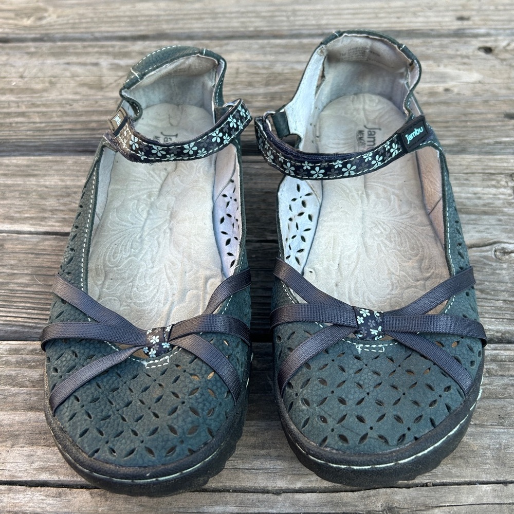 Jambu Charcoal and Black Ankle Strap Flats